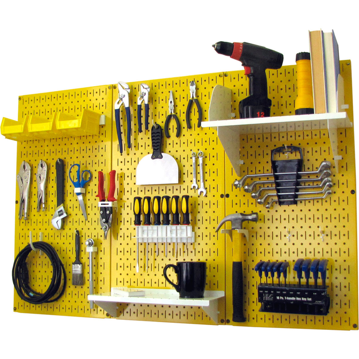 Pegboard Standard Tool Storage Kit, Yellow & White - 48 x 32 x 9 in.
