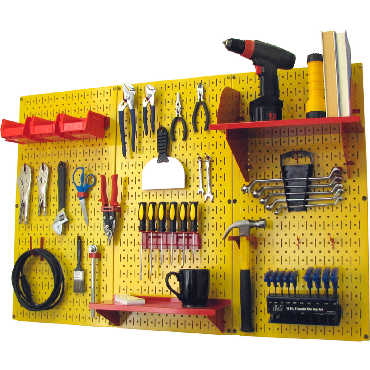 Pegboard Standard Tool Storage Kit, Yellow & Red - 48 x 32 x 9 in.