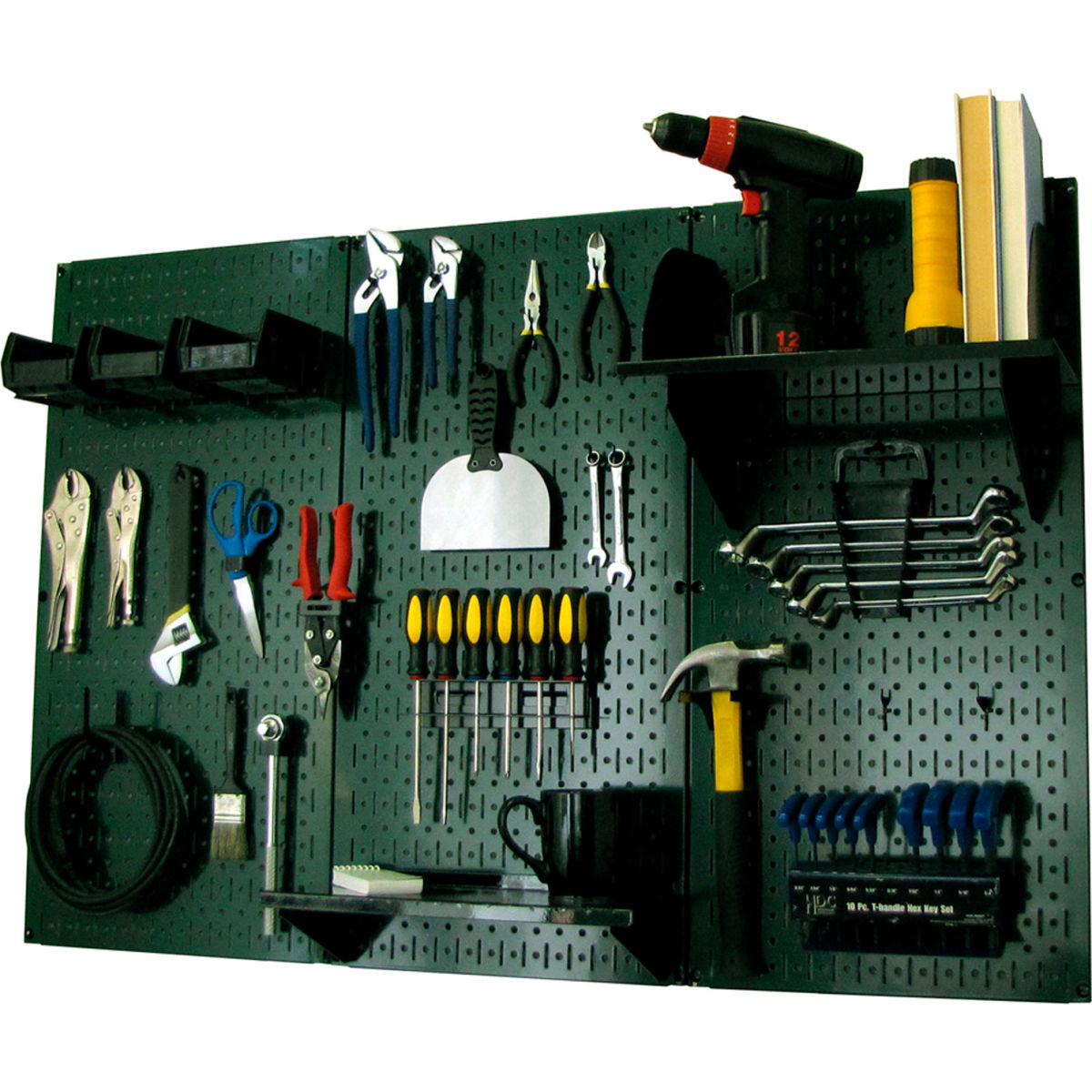 Pegboard Standard Tool Storage Kit, Green & Black - 48 x 32 x 9 in.