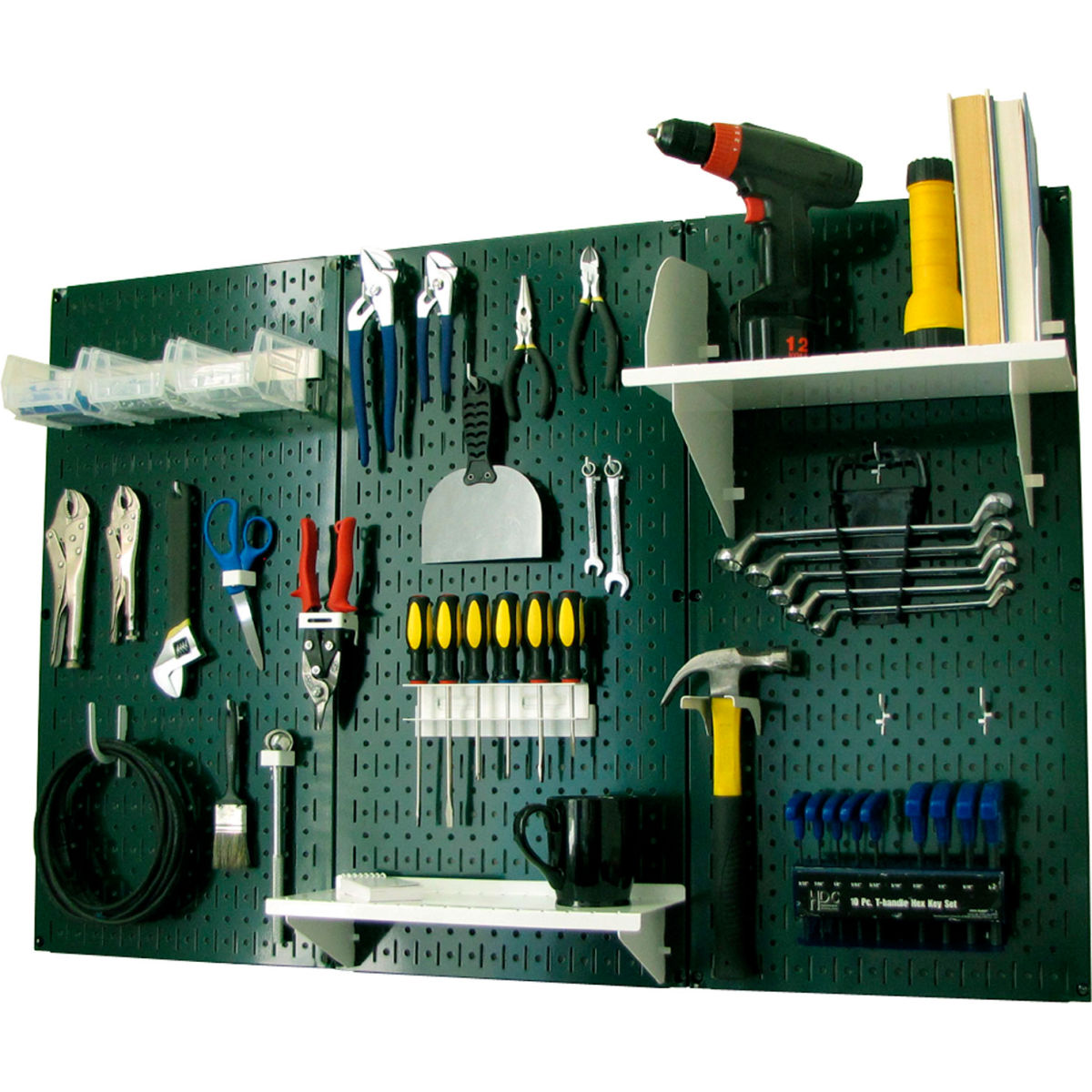 Pegboard Standard Tool Storage Kit, Green & White - 48 x 32 x 9 in.