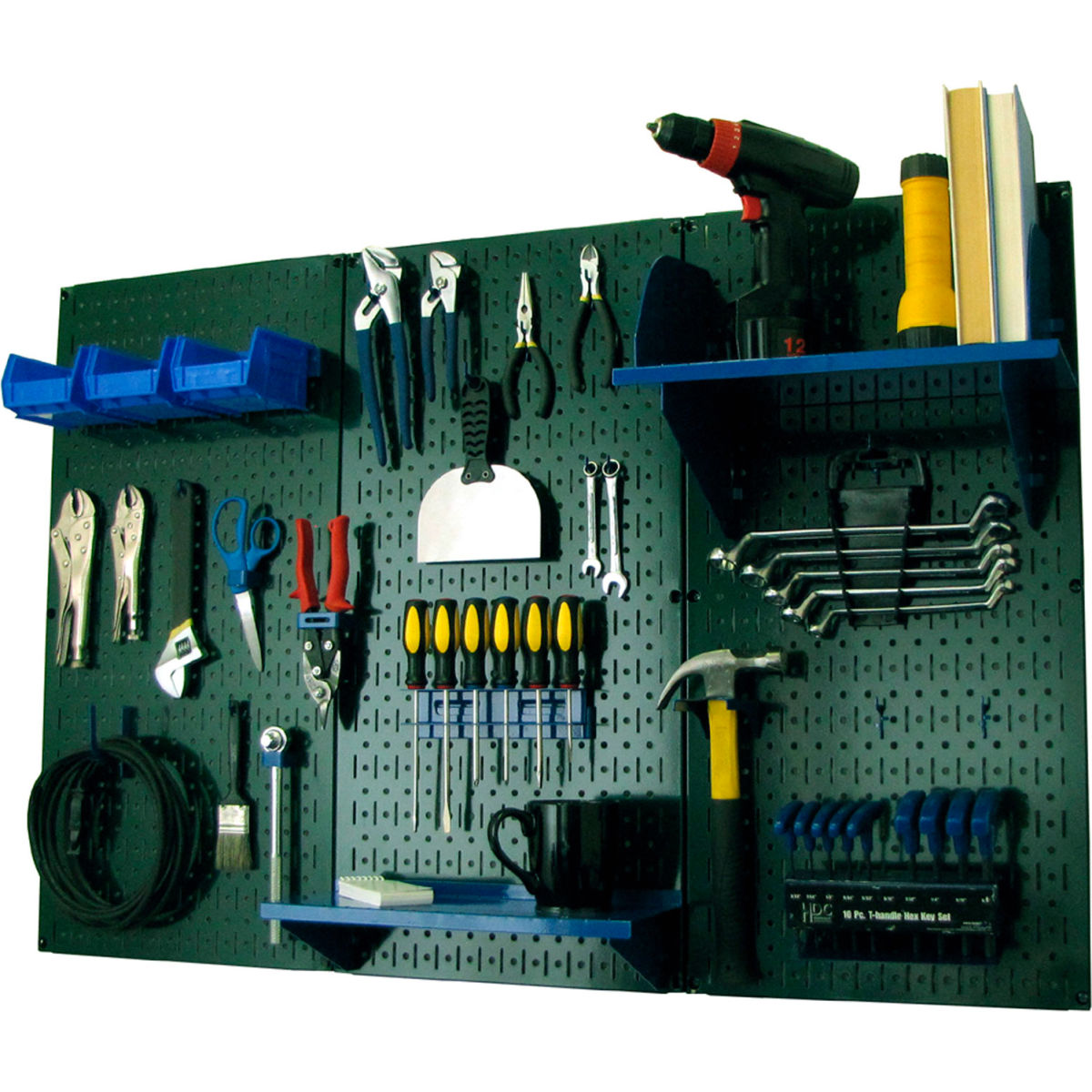 Pegboard Standard Tool Storage Kit, Green & Blue - 48 x 32 x 9 in.