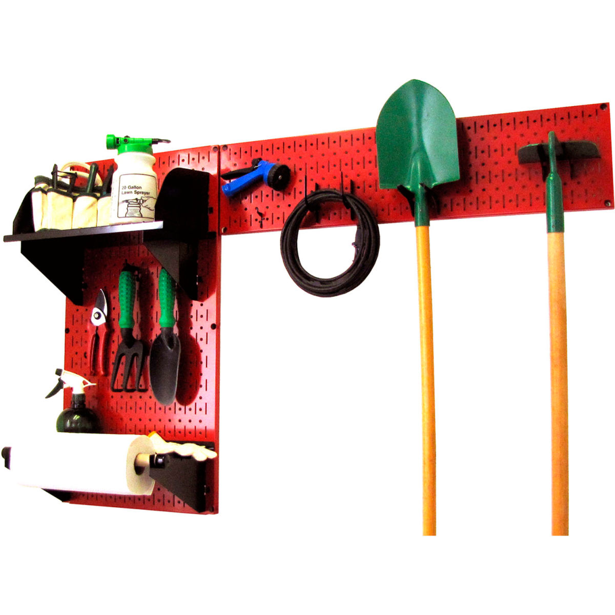 Pegboard Garden Tool Board Organizer, Red & Black - 48 x 32 x 9 in.