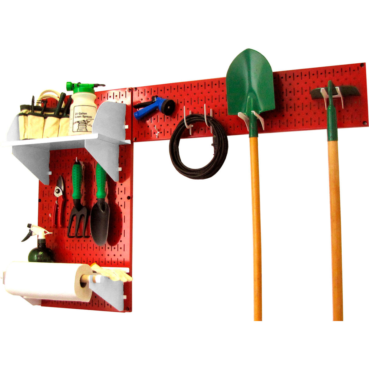 Pegboard Garden Tool Board Organizer, Red & White - 48 x 32 x 9 in.