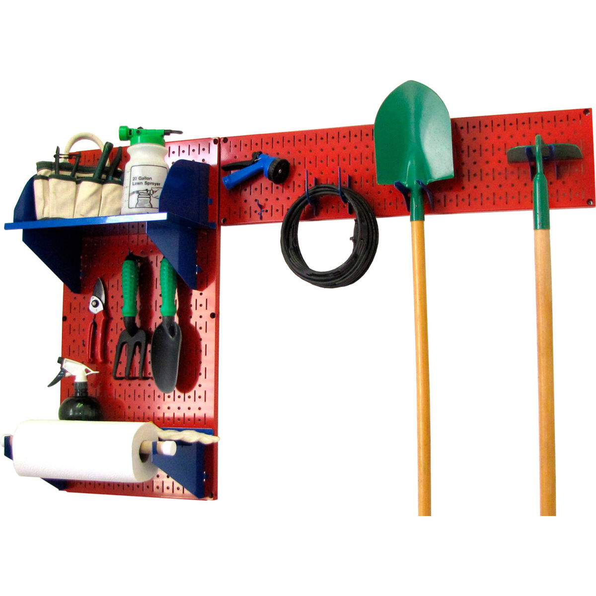 Pegboard Garden Tool Board Organizer, Red & Blue - 48 x 32 x 9 in.