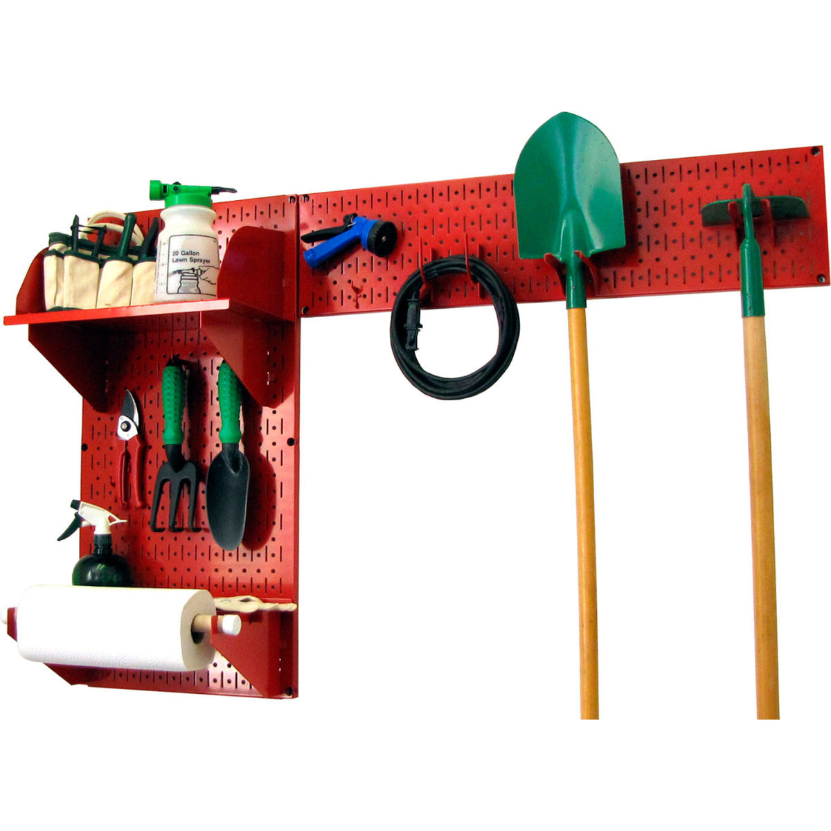 Pegboard Garden Tool Board Organizer, Red - 48 x 32 x 9 in.
