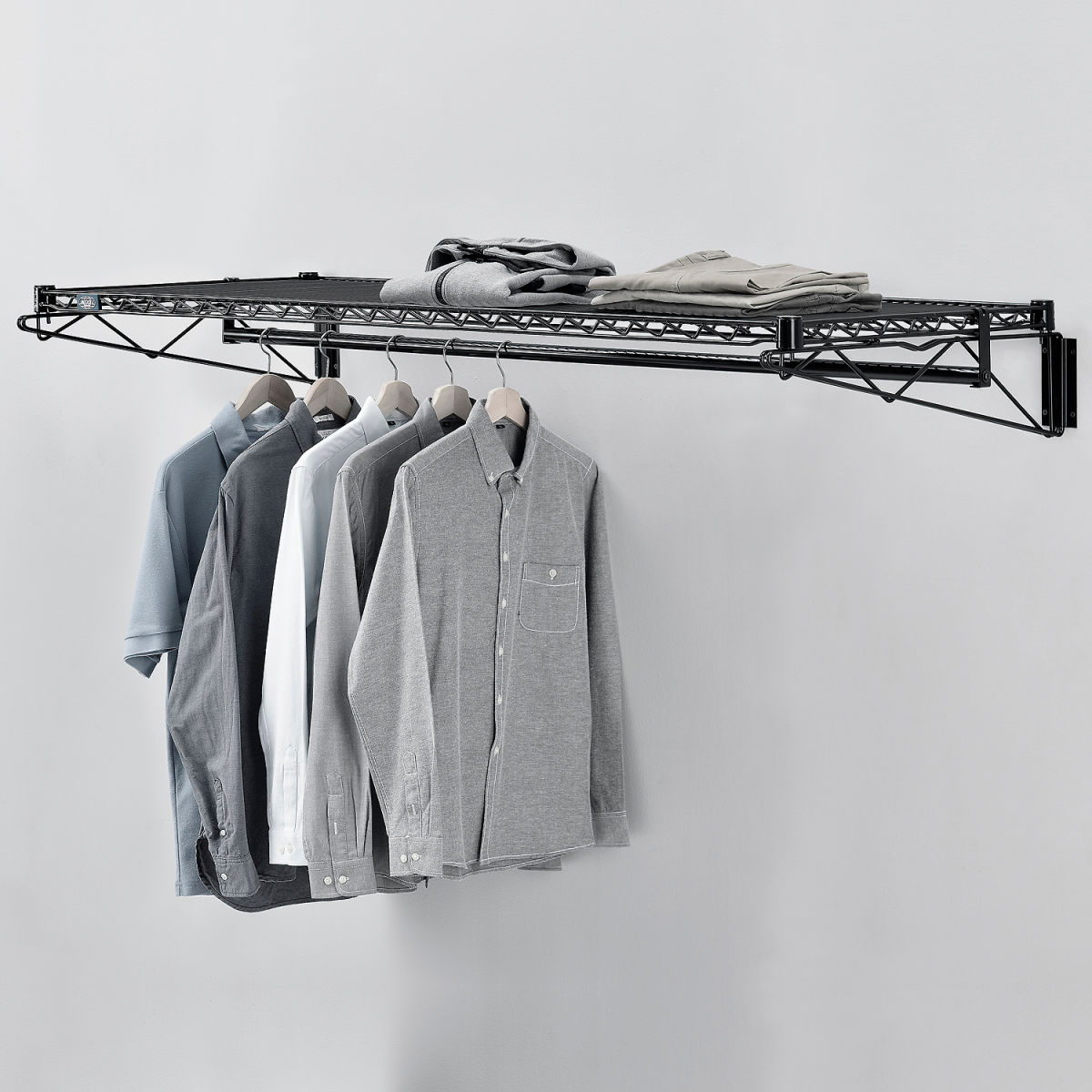 6 x 60 x 24 in. Wall Mount Coat Rack with Bars, Black
