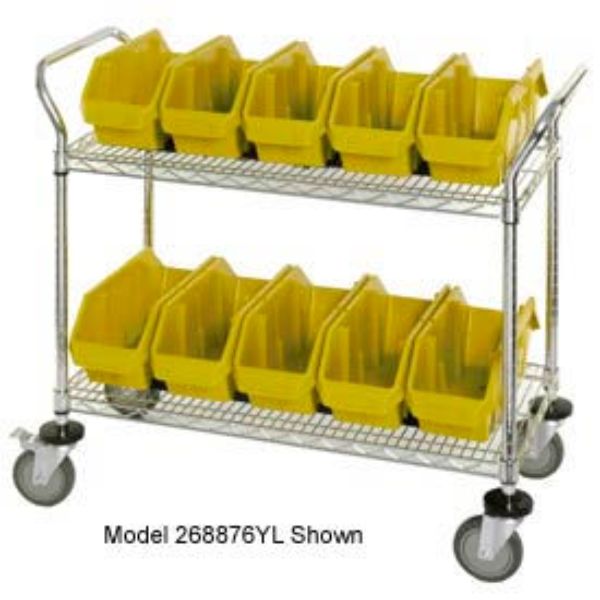 268877YL WRC3-1836-1867 Chrome Wire Mobile Cart with 15 QuickPick Double Open Bins, Yellow - 36 x 18 x 38 in.