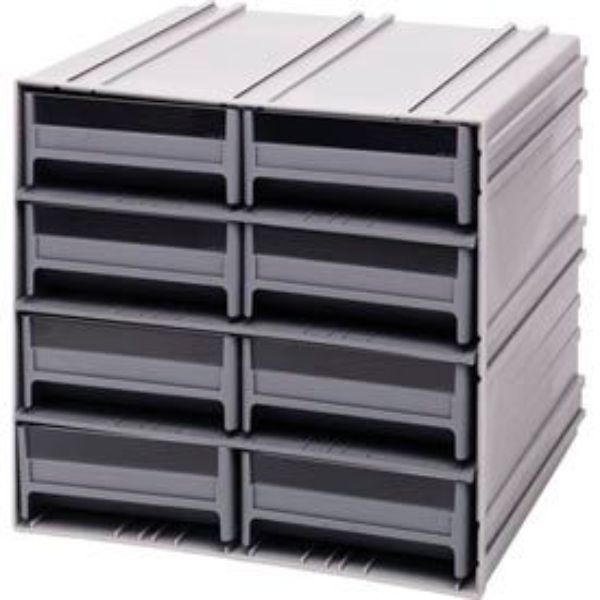 B382157 QIC-83 Interlocking Storage Cabinet with 8 Gray Drawers - 11.75 x 11.37 x 11 in.