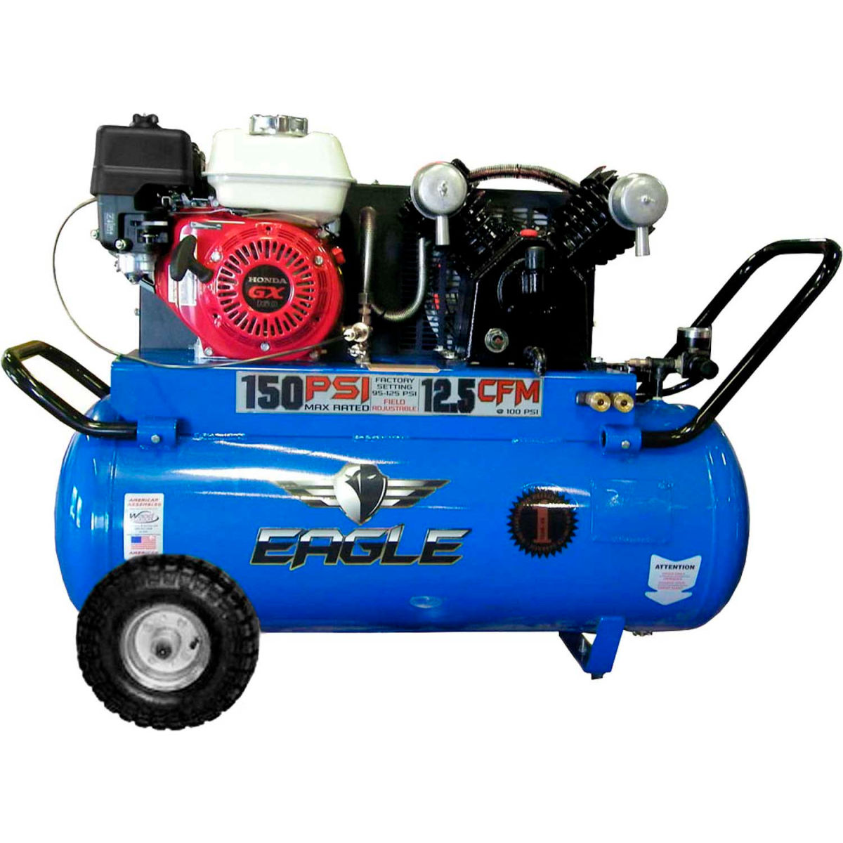 B1123597 5.5 HP, 25 gal Horizontal Eagle P55G25H1 Portable Gas Air Compressor with Honda GX Engine -  Wood Industries