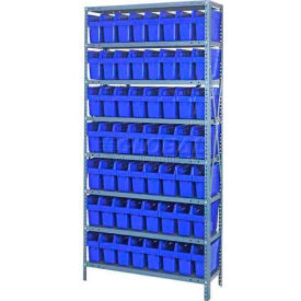 1875-SB803 Steel Shelving with 56 8 in. Plastic Shelf Bins, Blue - 36 x 18 x 75 in.