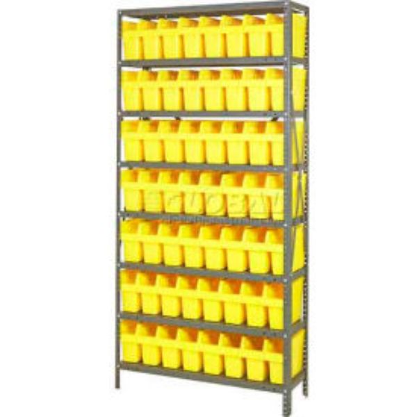 1875-SB803 Steel Shelving with 56 8 in. Plastic Shelf Bins, Yellow - 36 x 18 x 75 in.