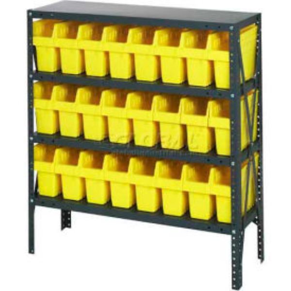 B970503 1839-SB803 Steel Shelving with 24 8 in. Plastic Shelf Bins, Yellow - 36 x 18 x 39 in.