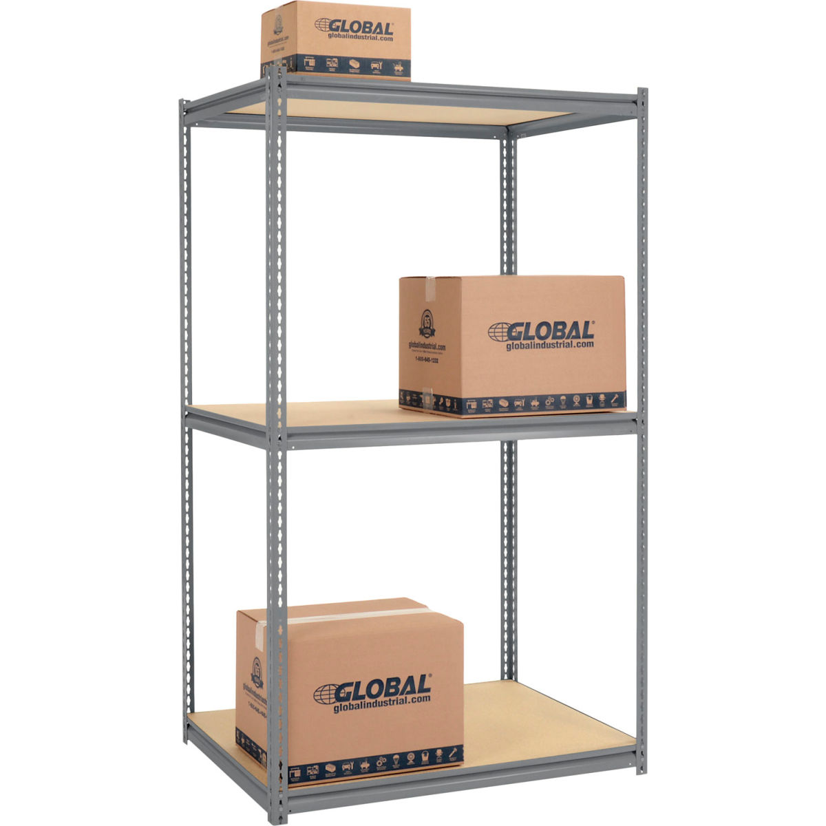 84 x 48 x 24 in. High Capacity 3 Levels Starter Rack with Wood Deck, Gray