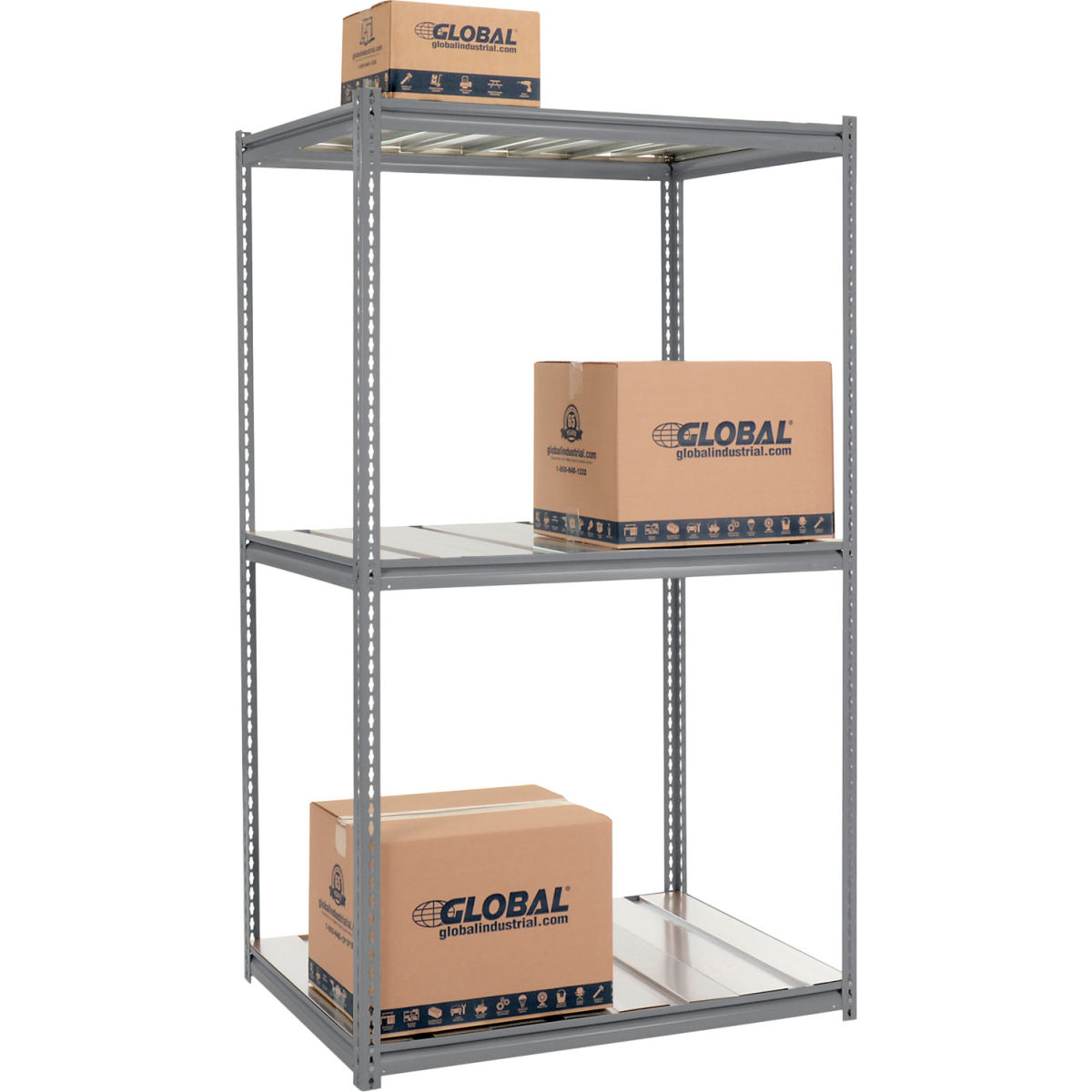 84 x 48 x 24 in. High Capacity 3 Level Starter Rack with Steel Deck, Gray