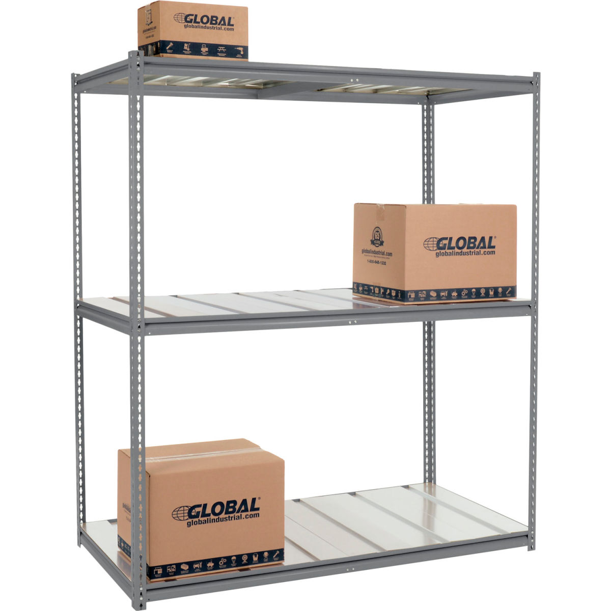84 x 72 x 48 in. High Capacity 3 Level Starter Rack with Steel Deck, Gray