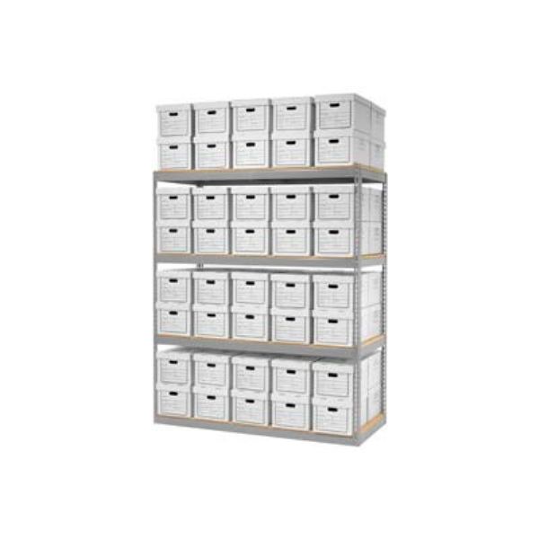 Picture of Global Industrial B2297398 Record Open Storage with Boxes - Gray - 72 x 30 x 84 in.