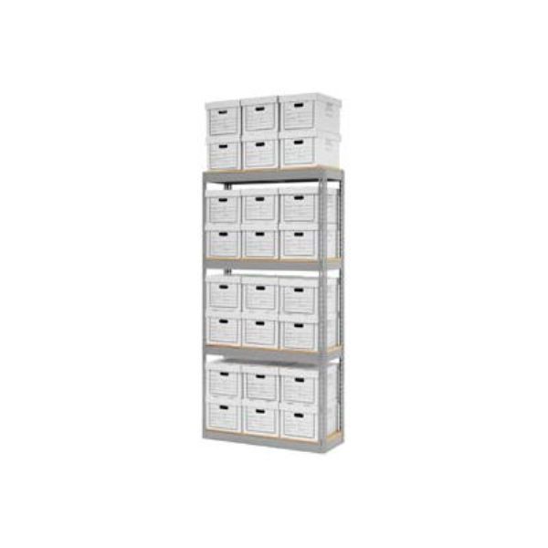 Picture of Global Industrial B2297397 Record Open Storage with Boxes - Gray - 42 x 15 x 84 in.