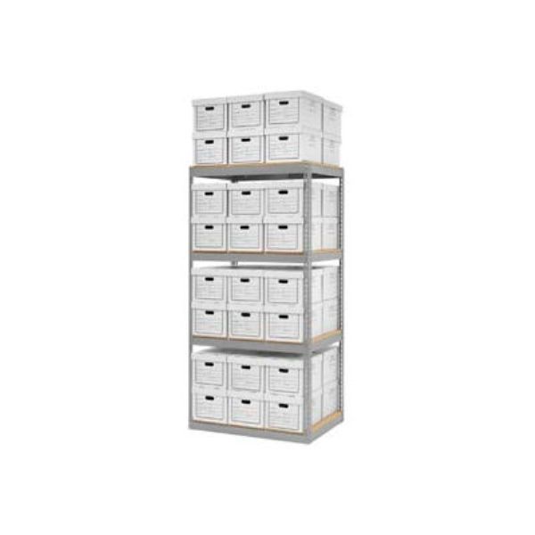 Picture of Global Industrial B2297396 Record Open Storage with Boxes - Gray - 42 x 30 x 84 in.