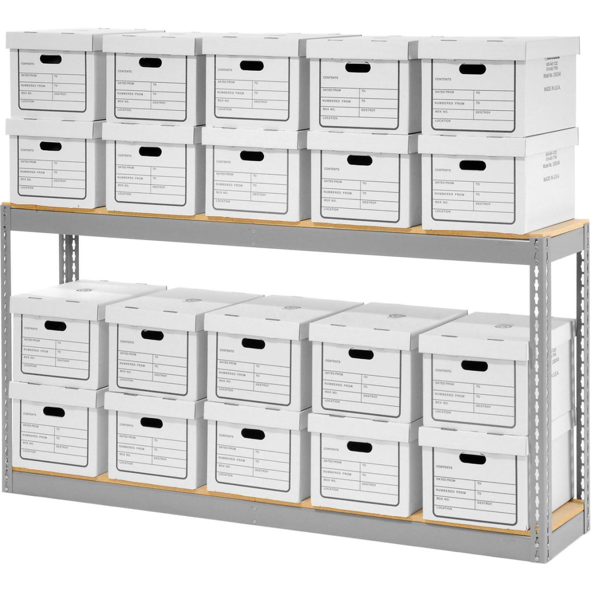 Picture of Global Industrial B2297945 Record Storage with Boxes - Gray - 72 x 15 x 36 in.