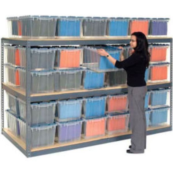 84 x 72 x 24 in. Record Storage Rack with Polyethylene File Boxes, Gray