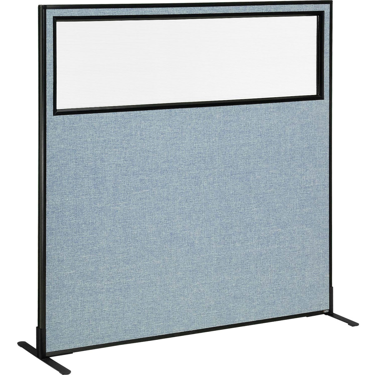 Interion Freestanding Office Partition Panel with Partial Window, Blue - 60.25 x 60 in.