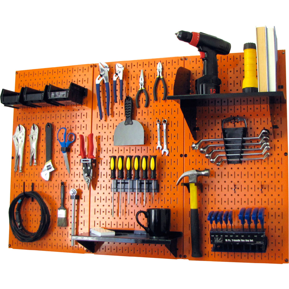 Pegboard Standard Tool Storage Kit, Orange & Black - 48 x 32 x 9 in.
