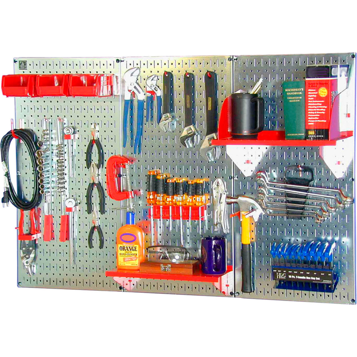 Pegboard Standard Tool Storage Kit, Galvanized Red - 48 x 32 x 9 in.