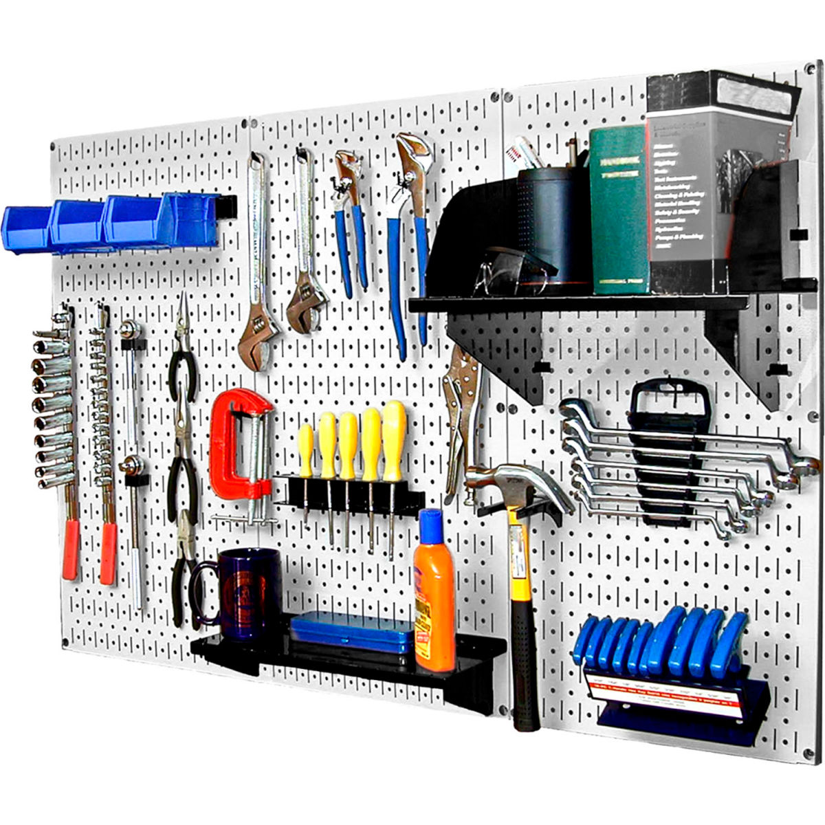 Pegboard Standard Tool Storage Kit, White & Black - 48 x 32 x 9 in.