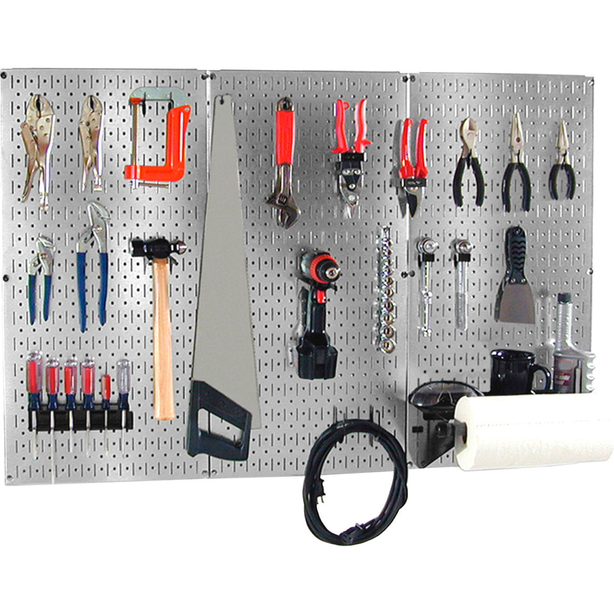 Pegboard Basic Tool Organizer Kit, Galvanized Black - 48 x 32 x 9 in.
