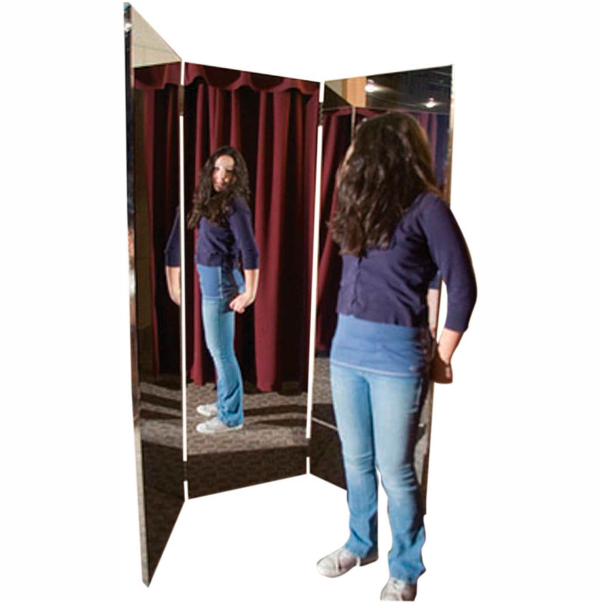 Free-Standing, 3-Panel Ultra-Safe Glassless Mirror - 24 x 72 in.