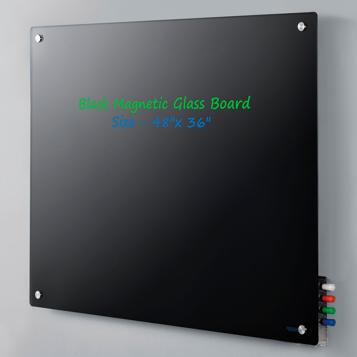 Magnetic Glass Dry Erase Board - Black - 48 x 36 in.