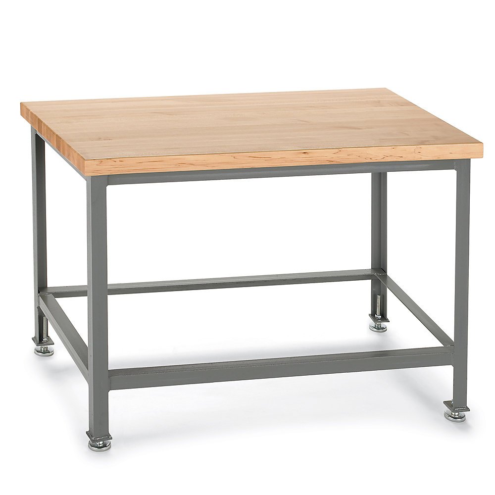 36 x 24 in. Maple Butcher Block Square Edge Top Table, Adjustable Leg