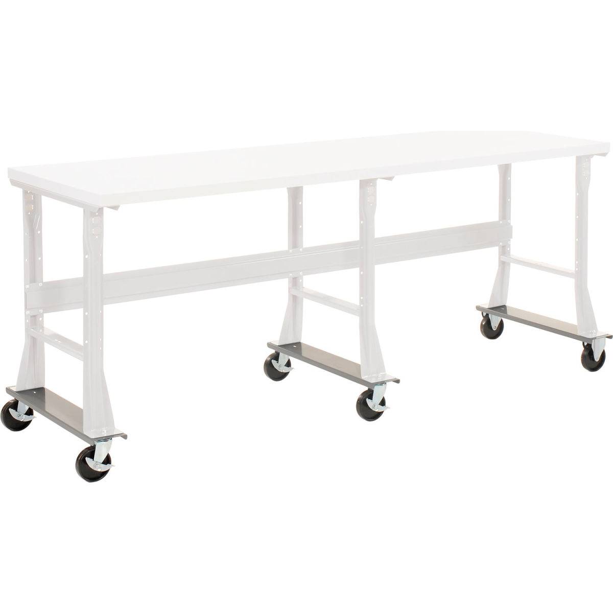 Global Industrial 253CP68 Caster Base Set for C-Channel Open Leg Workbench - Gray - 96 x 30 & 36 in.