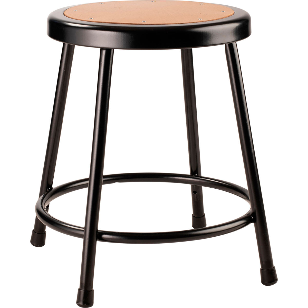 4224129 Interion 18 in. Steel Work Stool with Hardboard Seat & Backless - Black - Pack of 2