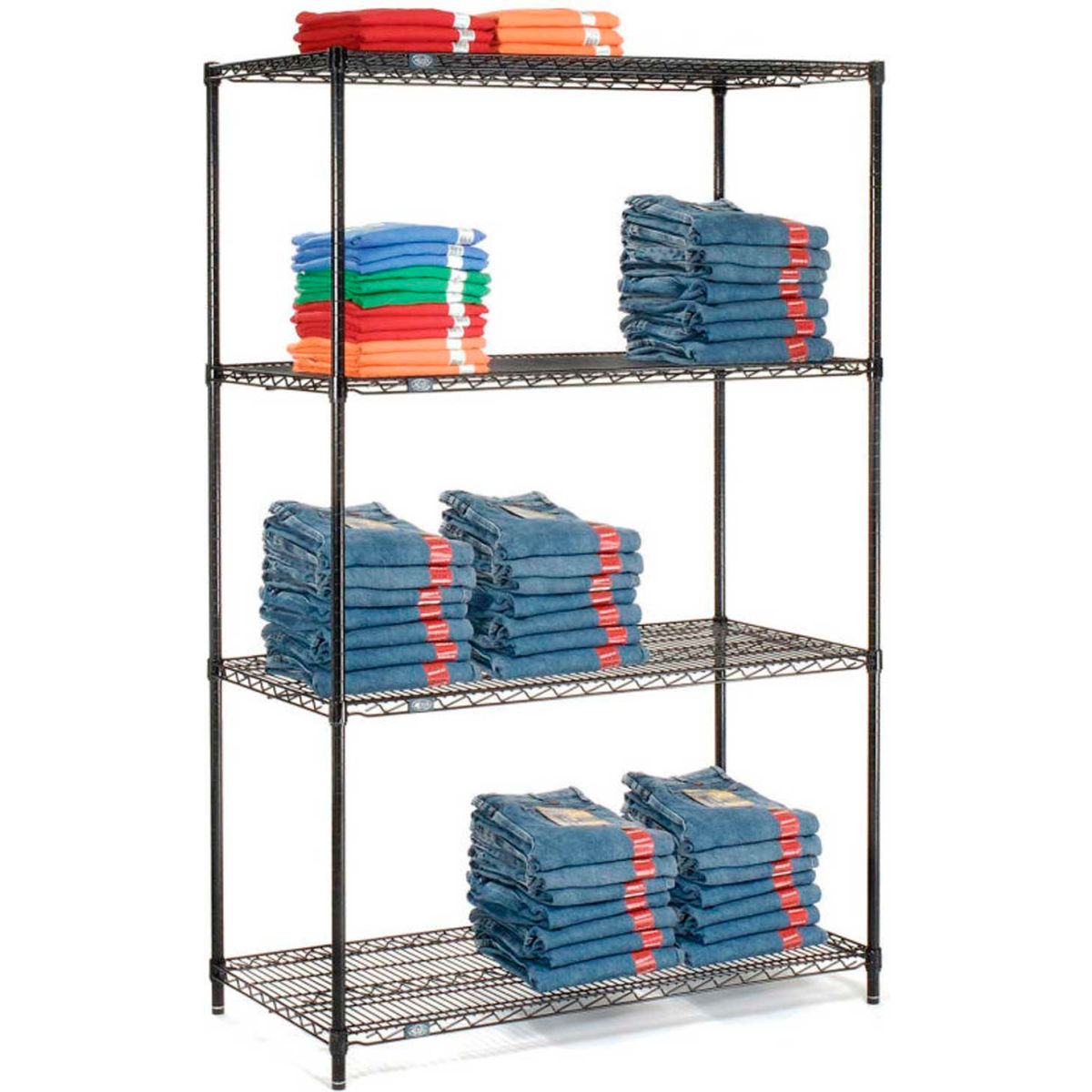 63 x 36 x 24 in. Nexel Black Epoxy Starter Unit 5 Tier Wire Shelving