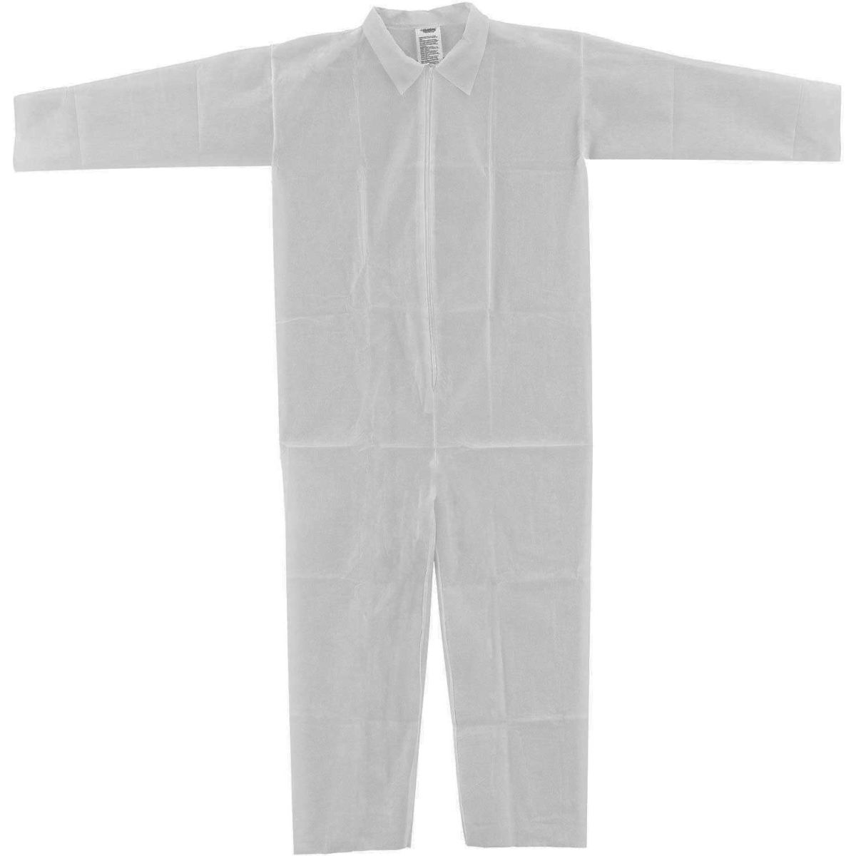 Disposable Polypropylene Coverall - White - Extra Large - Case of 25 - Breathable Design