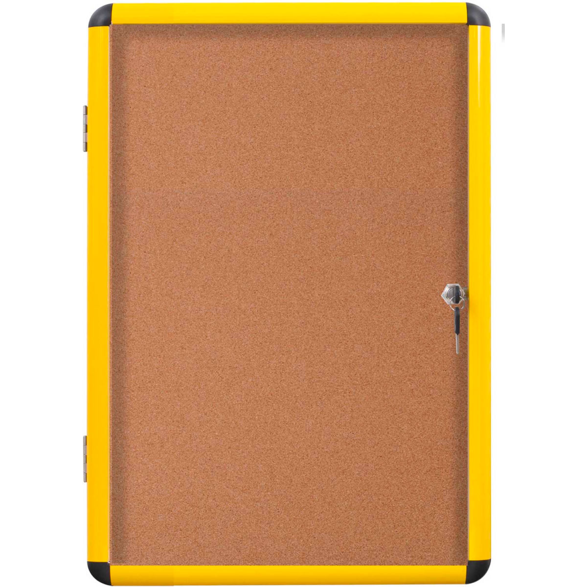 Bi-Silque Visual Communication Products  MasterVision Industrial Cork Bulletin Enclosed Board Cabinet with Yellow Aluminum Frame Door - 28 x 38.25 in -  Bi-Silque Visual Communication Products Inc, B2213661