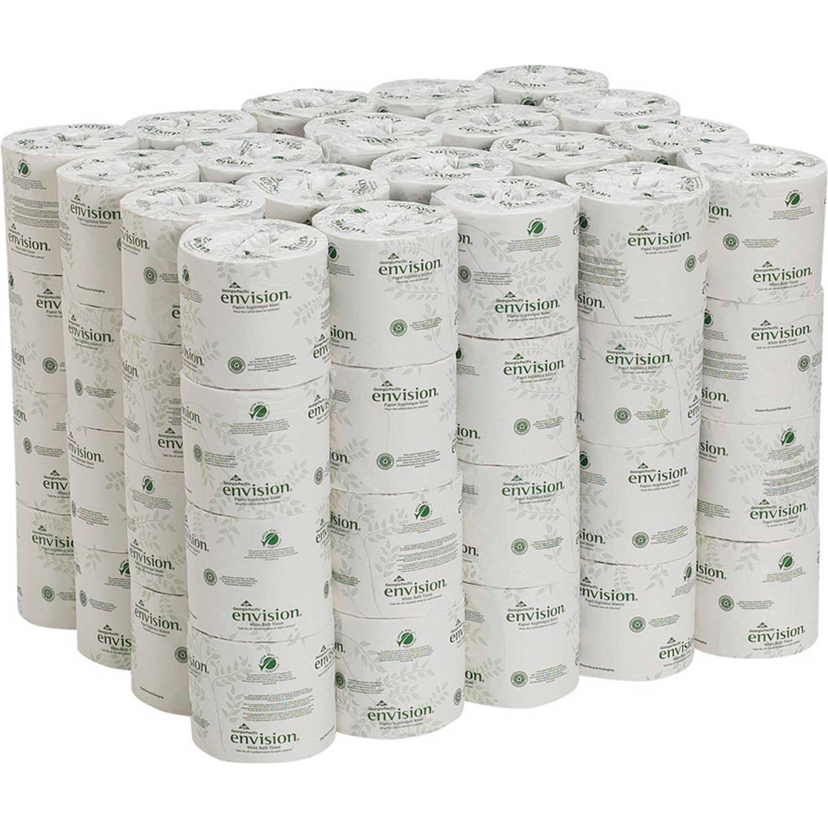 Envision White 2-Ply Embossed Bathroom Tissue - 550 Sheets per Roll, 80 Rolls per Case