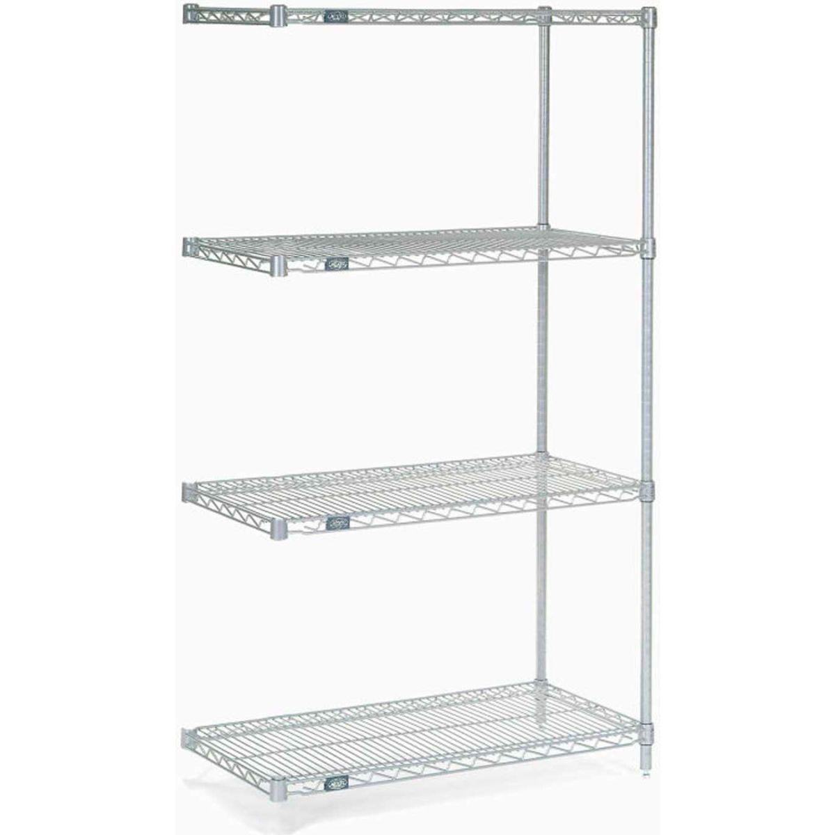 Global Industrial A18428EP5 86 x 42 x 18 in. Nexelate Silver Epoxy Add-On Unit 5 Tier Wire Shelving