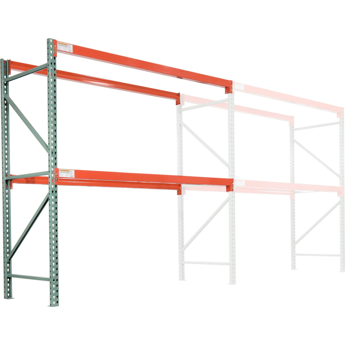 96 x 48 x 36 in. Tear Drop Add-On Pallet Rack, Green & Orange