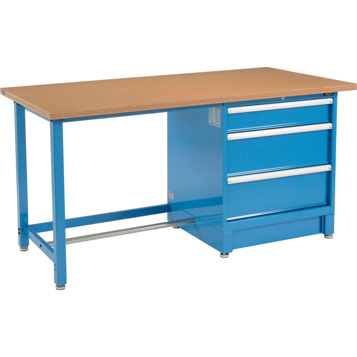 Global Industrial 711151 Modular Workbench with 3 Drawers, Shop Top Square Edge - Blue - 72 x 30 in.