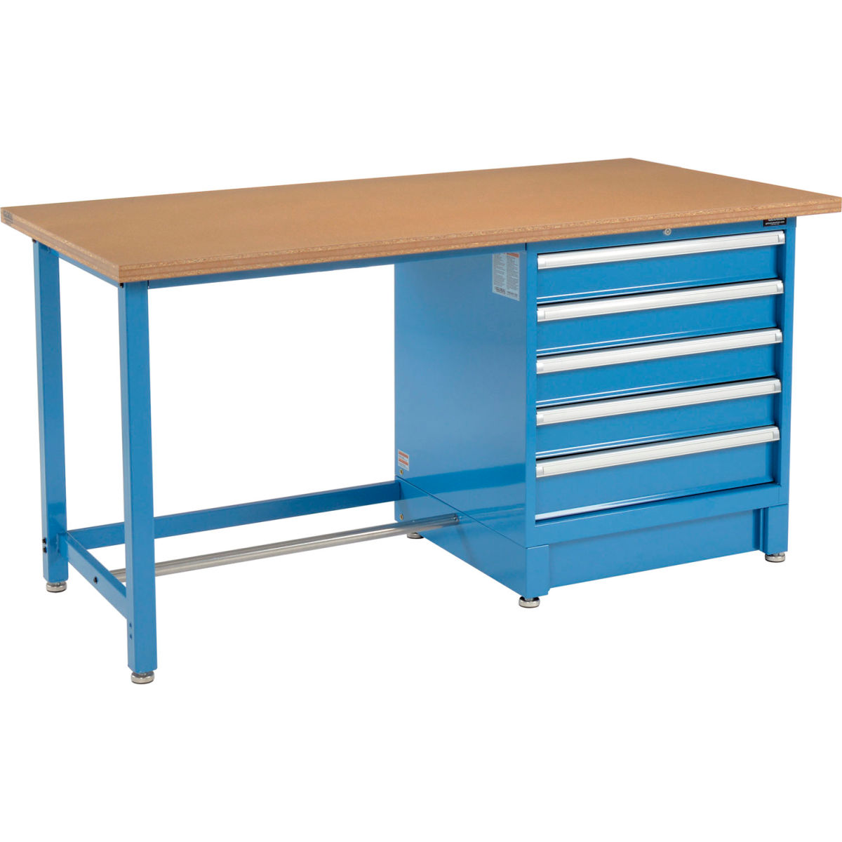 Global Industrial 711162 Modular Workbench with 5 Drawers, Shop Top Square Edge - Blue - 72 x 30 in.