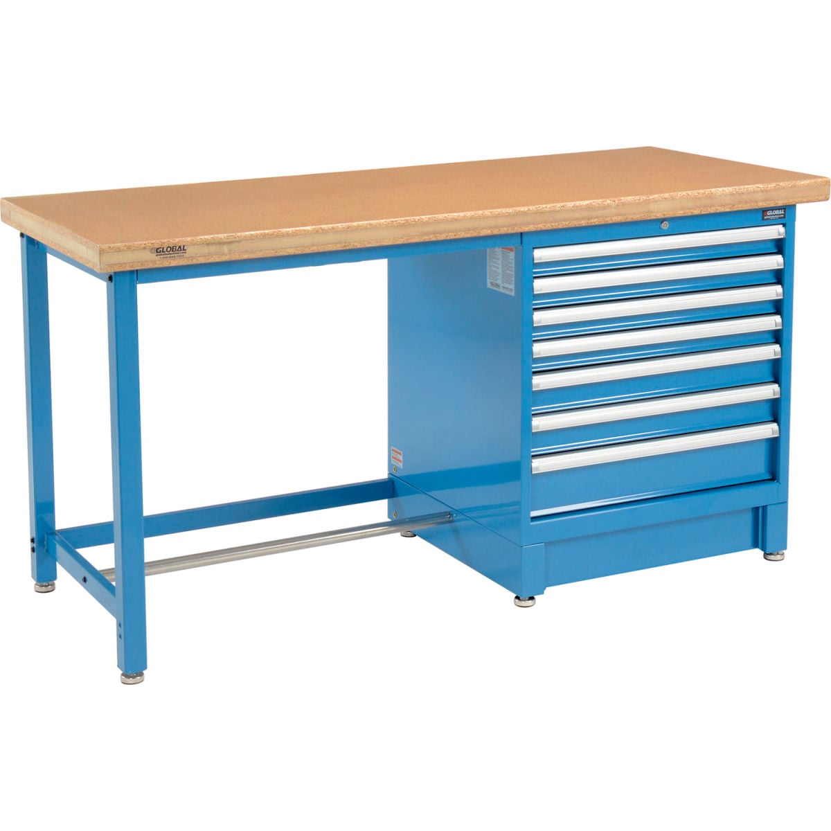 Global Industrial 711172 Modular Workbench with 7 Drawers - Blue - 72 x 30 in.
