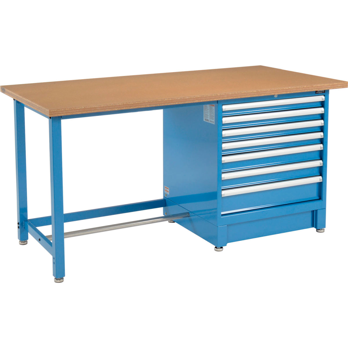 Global Industrial 711173 Modular Workbench with 7 Drawers, Shop Top Square Edge - Blue - 72 x 30 in.