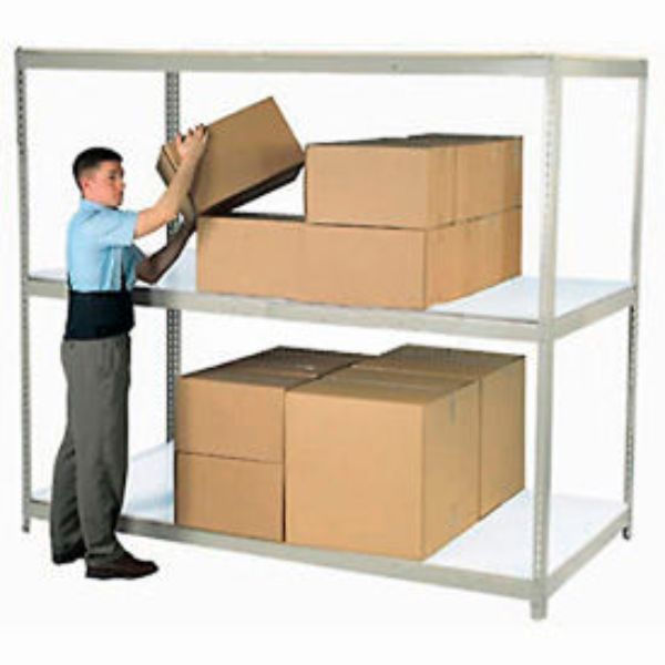 84 x 96 x 48 in. 3 Shelves Wide Span Rack with Deck, Gray