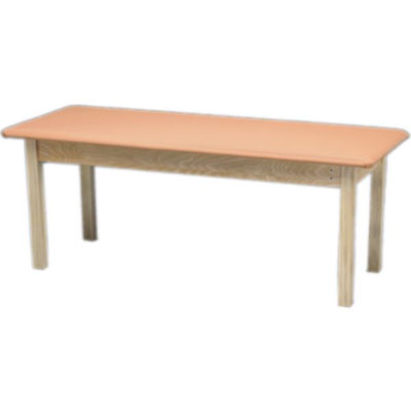 Wooden Treatment Table with Blue Upholstery & Natural Frame - 72 x 24 x 30 in.