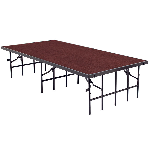 Portable Stage with Carpet - Red - 96 x 36 x 24 in.