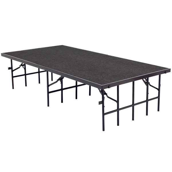 Portable Stage with Carpet - Gray - 96 x 48 x 24 in.