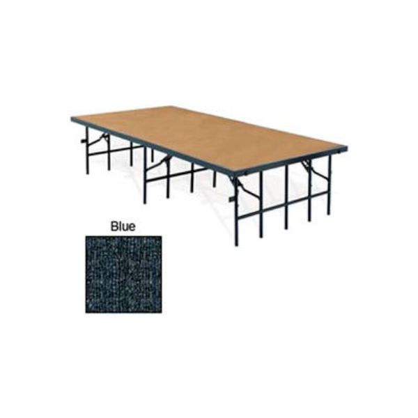 Portable Stage with Carpet - Blue - 96 x 48 x 32 in.