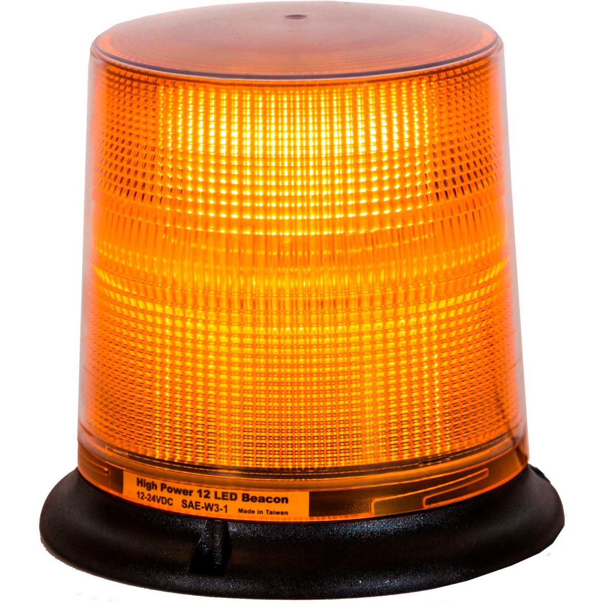 6.5"by 6.5"Amber LED Beacon Light w/ Tall Lens (Permanent Mount w/ 12"Blunt Cut Leads)